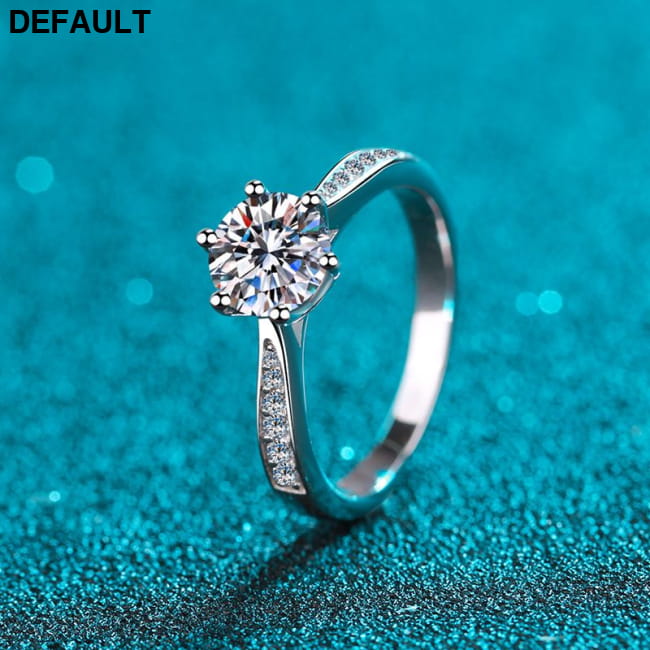 Sterling Silver Mosanite Six Claw Micro Inlaid Ring No.15 / 1carat mosamite Rings Best Selling Products