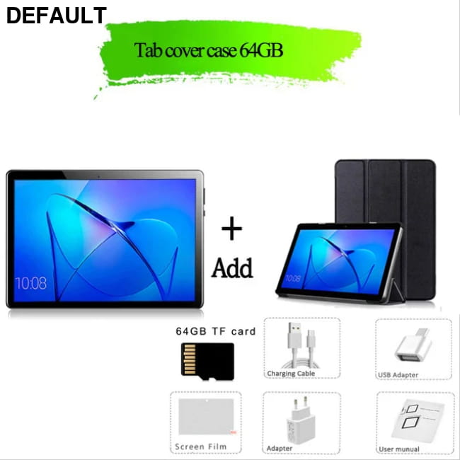 TABLET 10.1 Inch Android 11 6GB RAM 128GB ROM Tab cover case 64GB / Blue / Russian Federation Tablets Computers