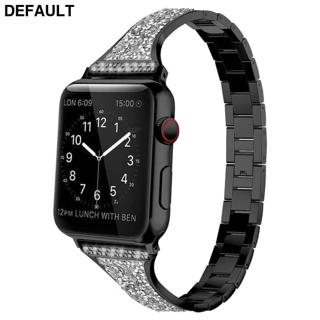Three-bead Paste Belt Drill Stainless Steel Metal Strap Black / 38or40or41mm Women Watches