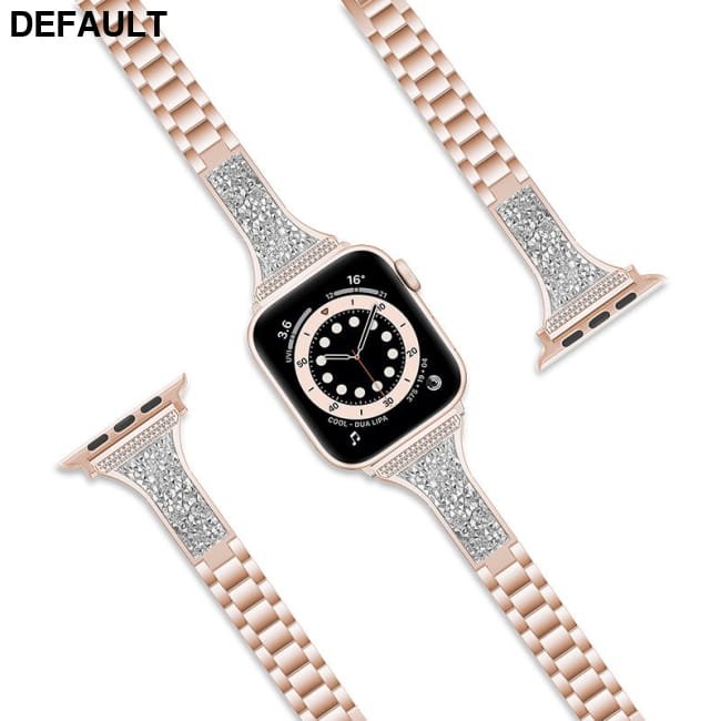Three-bead Paste Belt Drill Stainless Steel Metal Strap Women Watches