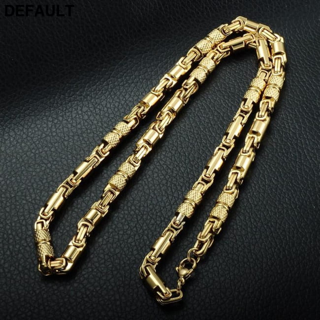 Titanium Stainless Steel 55CM 6MM Heavy Link Byzantine Men Necklaces Sterling Silver