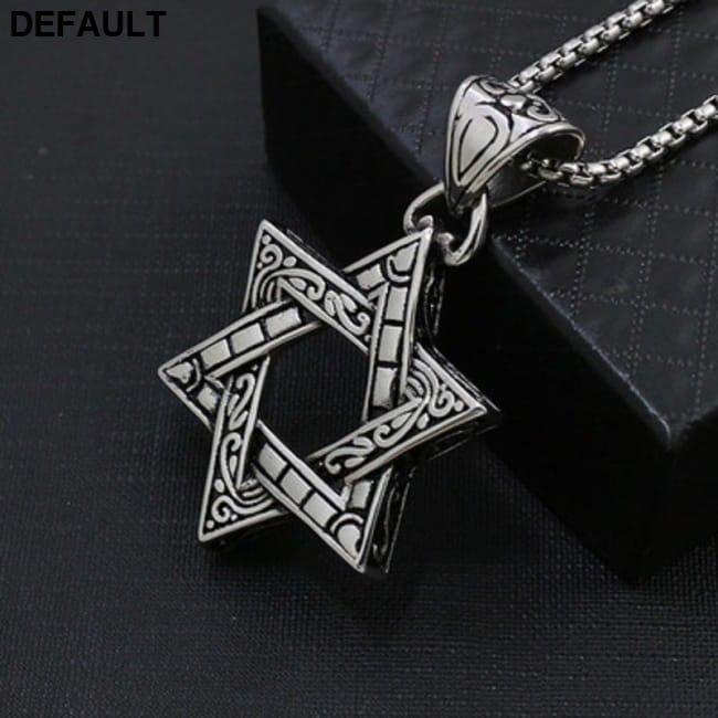 Titanium Steel Pendant Necklace Six-Pointed Star Stainless silver / CN Men Necklaces Sterling