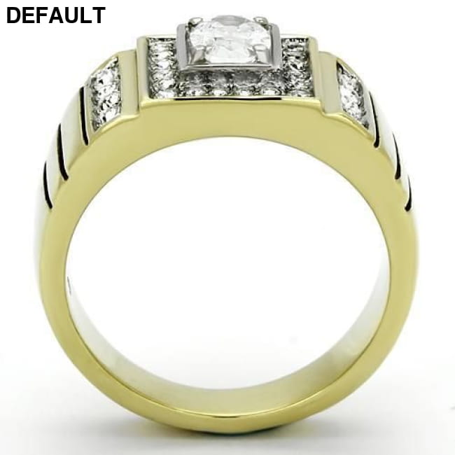 TK755 - Two-Tone IP Gold (Ion Plating) Stainless Steel Ring Men Rings