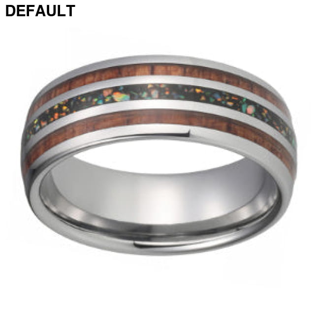 Tungsten 8MM Wedding Bands For Men And Women With Blue Opal Rings