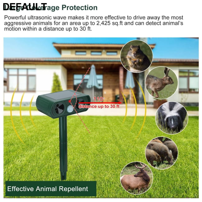 Ultrasonic Animal Repeller Solar Powered Motion Sensor Home Security & Pet Repellents