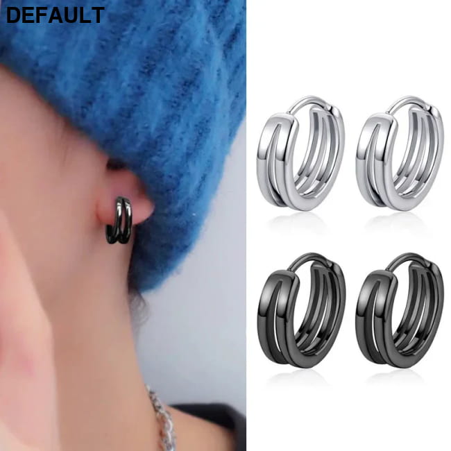 Unisex Hollow Double Ring Small Hoop Earrings Men Pair for Women