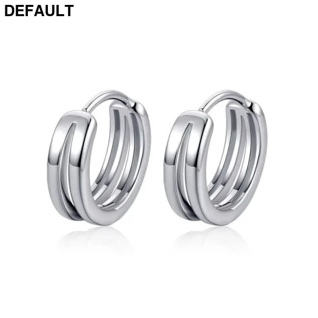 Unisex Hollow Double Ring Small Hoop Earrings Silver-color Men Pair for Women