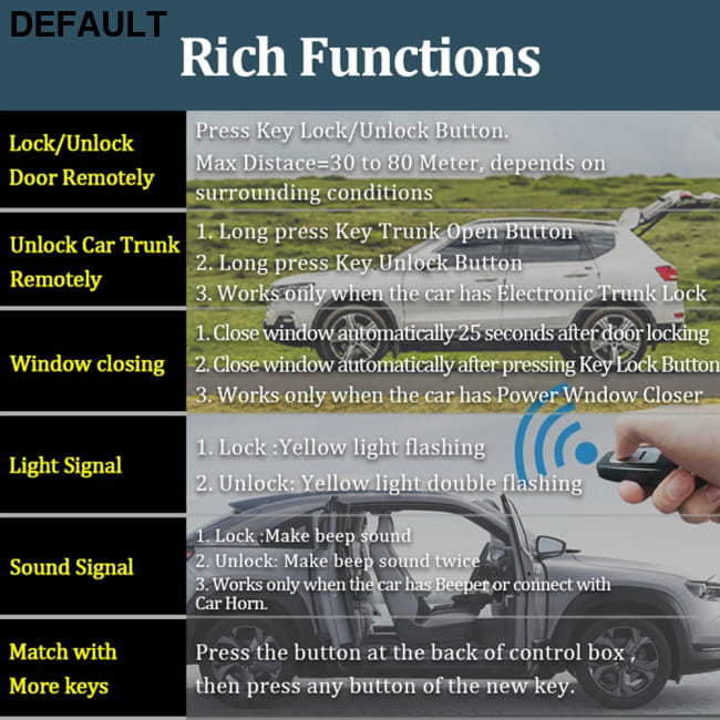 Universal Car Alarm Systems Auto Remote Central Kit Door & Security Vehicle Keyless