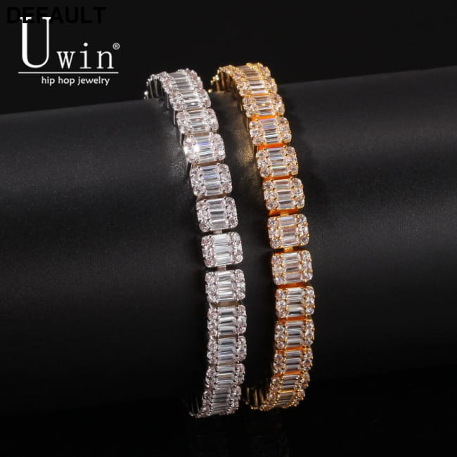 Uwin Baguette CZ Bracelet Iced Out Zircon 8.5m HipHop Men Bracelets