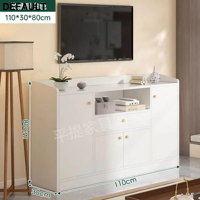 Vertical Storage Tv Stand Modern Handles Shelf White 110x30x80cm 1 Home Stands Entertainment Centers &