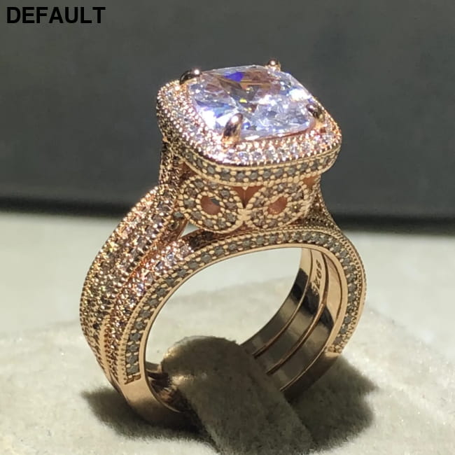 vintage 925 Sterling silver wedding rings for Women Luxury Rose Gold / 10