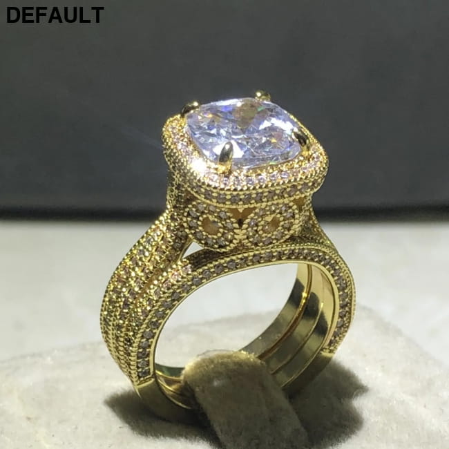 vintage 925 Sterling silver wedding rings for Women Luxury Yellow / 10
