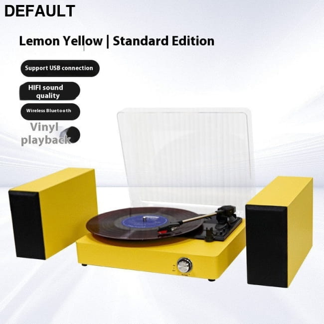 Vinyl Record Player Integrated Bluetooth Audio Retro Yellow / EU Home Theater Systems Turntables & Players