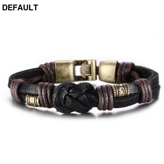 Vnox Leather Bracelet Bronze alloy Buckle Easy Hook For Men black Bracelets