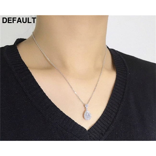 Water Drop Diamond Pendant Real 925 Sterling Silver Charm Necklaces