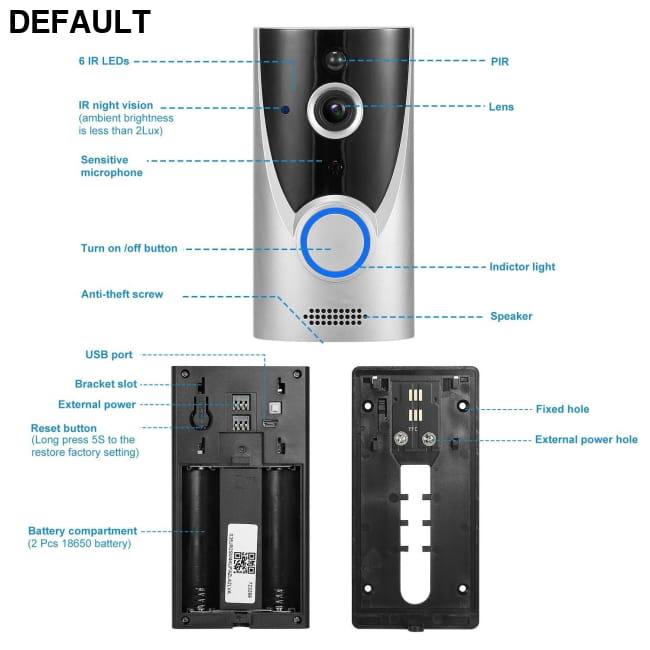 WiFi Video Doorbell Wireless Door Bell 720P HD White Home Security Best Selling Products