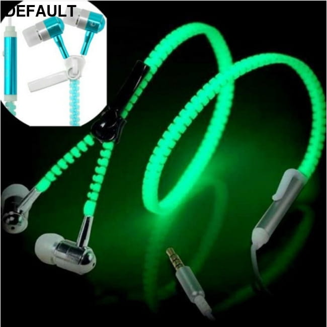 Wired earbuds Light Luminous Metal Zipper Earphone Glow Electronics