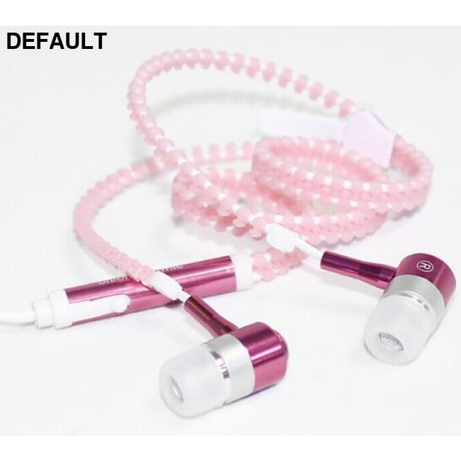 Wired earbuds Light Luminous Metal Zipper Earphone Glow Pink Electronics