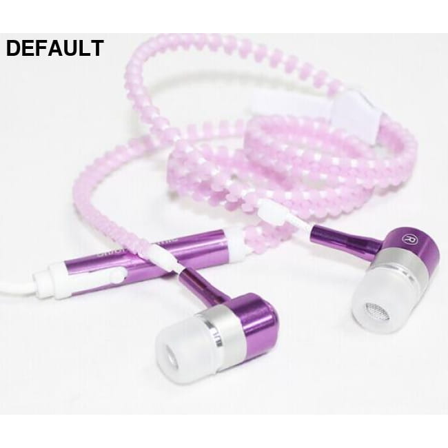 Wired earbuds Light Luminous Metal Zipper Earphone Glow Purple Electronics
