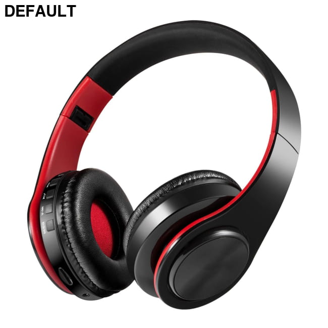 Wireless Bluetooth Headphones Foldable Stereo Headset Music black red Over-Ear
