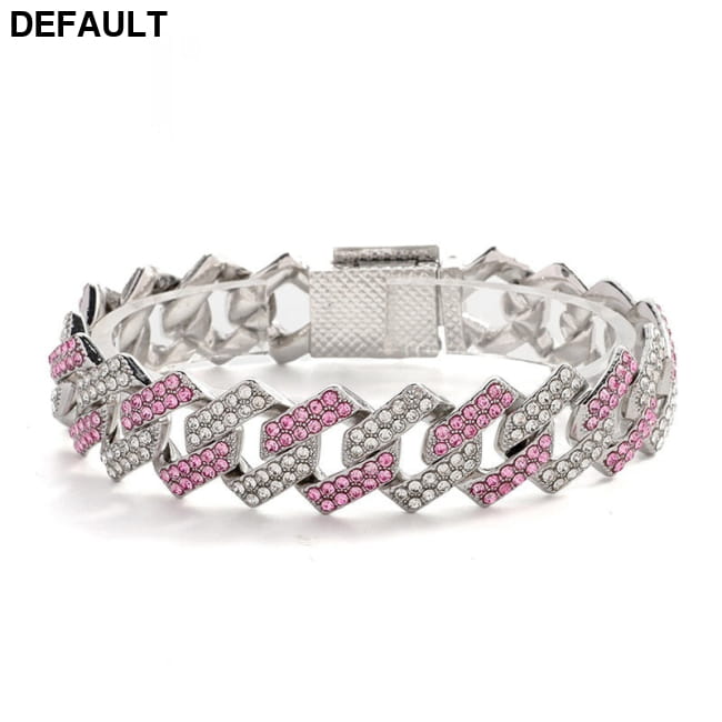 Womens Cubic Zirconia Full Diamond Bracelet Silver 021FG Pink White / 7IN Sterling Bracelets