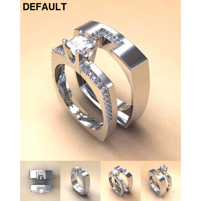 Zircon Stone Ring Set Crystal Silver Color Bridal Sterling Rings