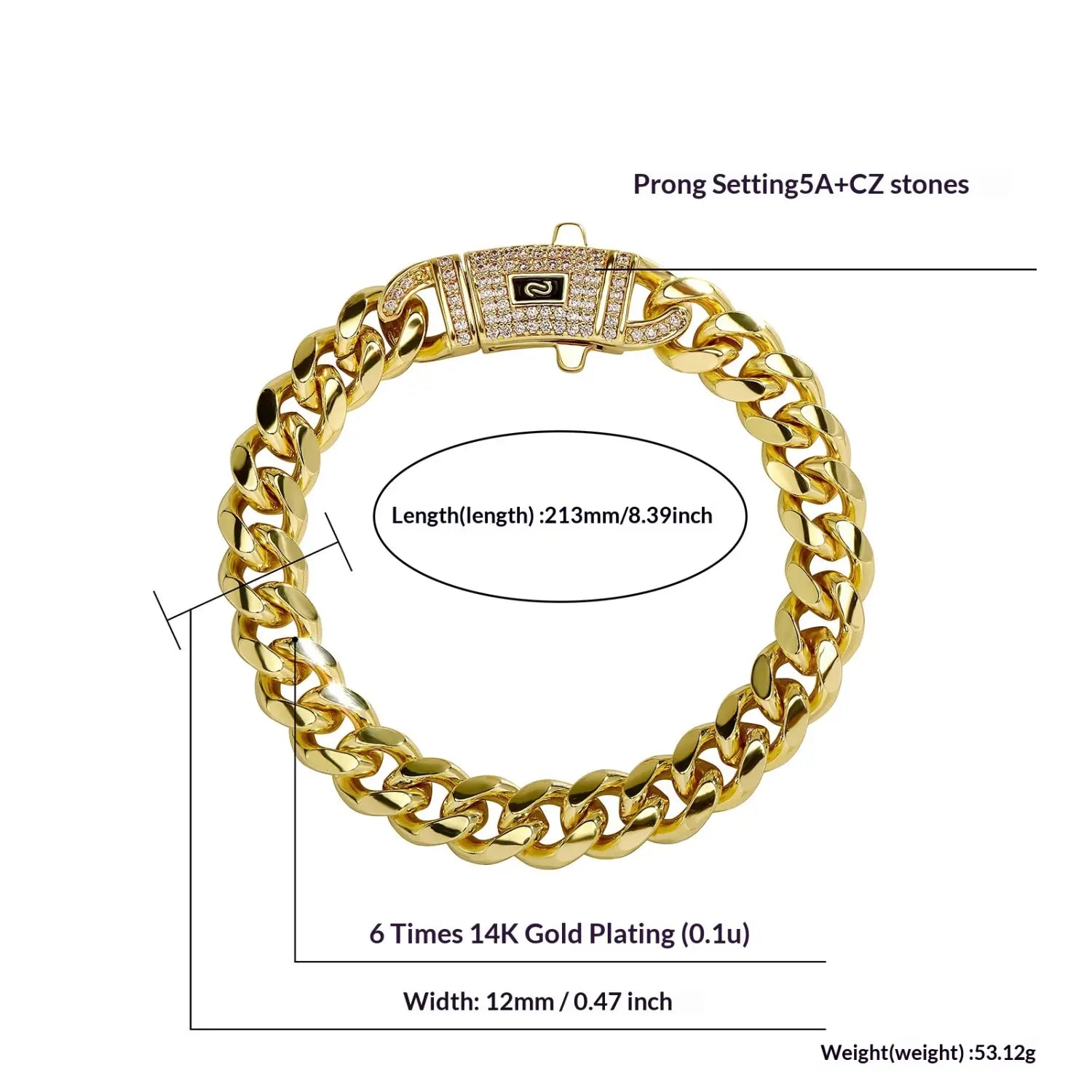 European And American Stainless Steel Cuban Link Bracelet For Men
