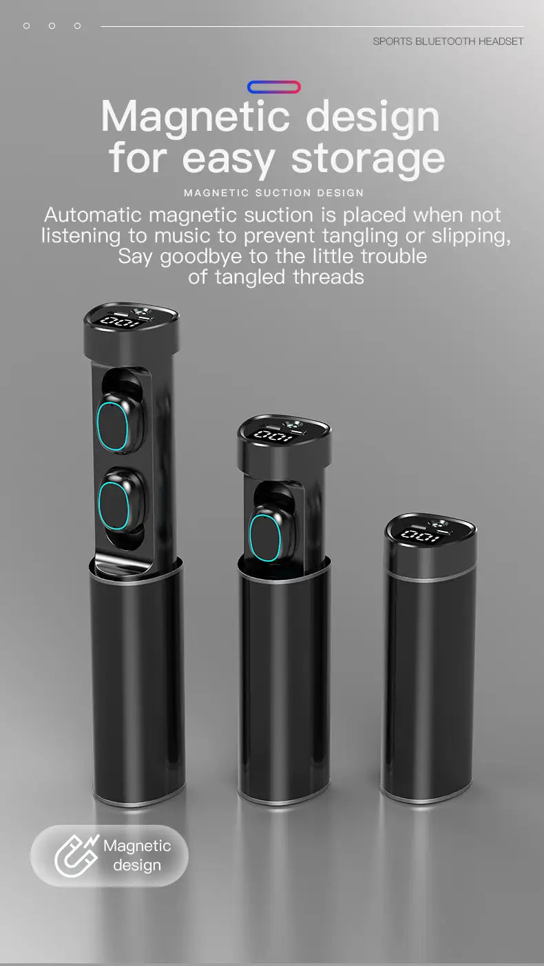 N21 wireless Bluetooth headset pull tube touch LED display binaural in ear mini sports universal