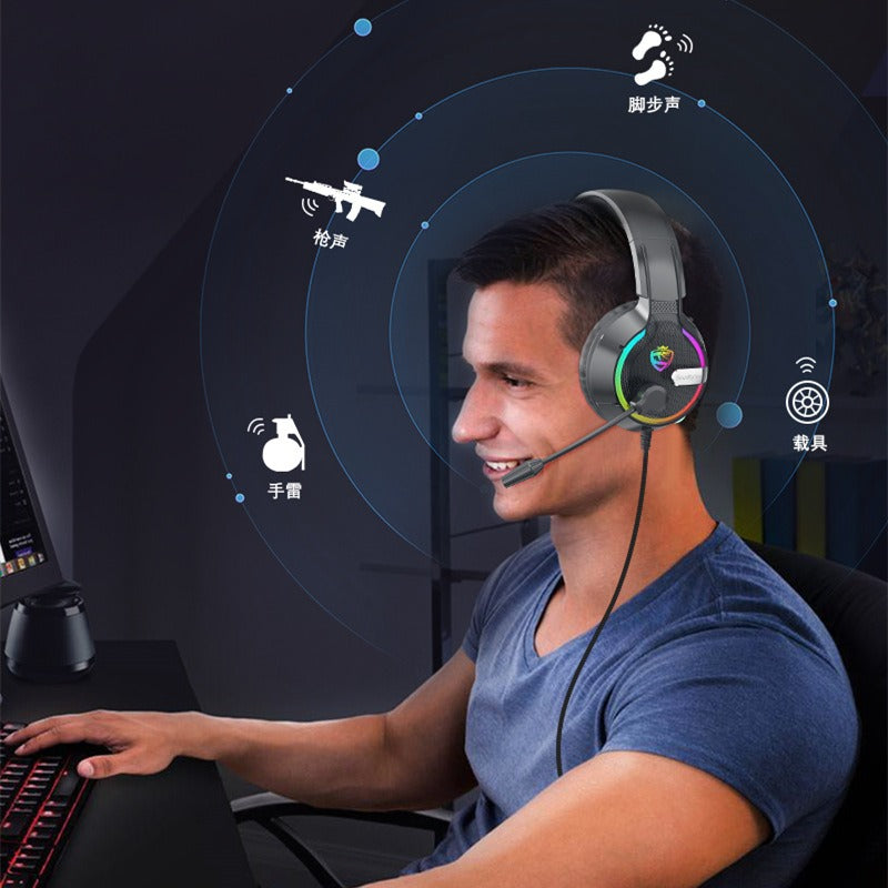 Head mounted gaming headset Soulbytes S19 wired RGB computer anchor black Wired Headphones Best Selling Products Gaming