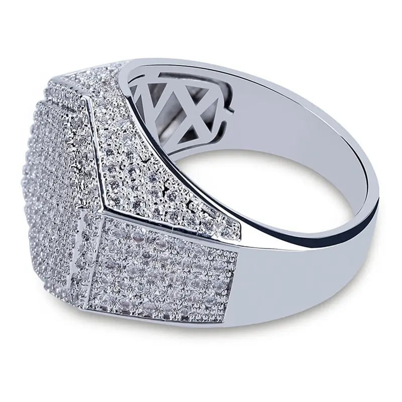 Hip Hop Man Ring Micro Pave CZ Silver Gold Color Square Rings For Men Jewelry