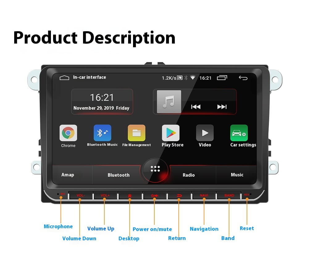 New Android 9-inch Car Bluetooth GPS Navigation Integrated Host