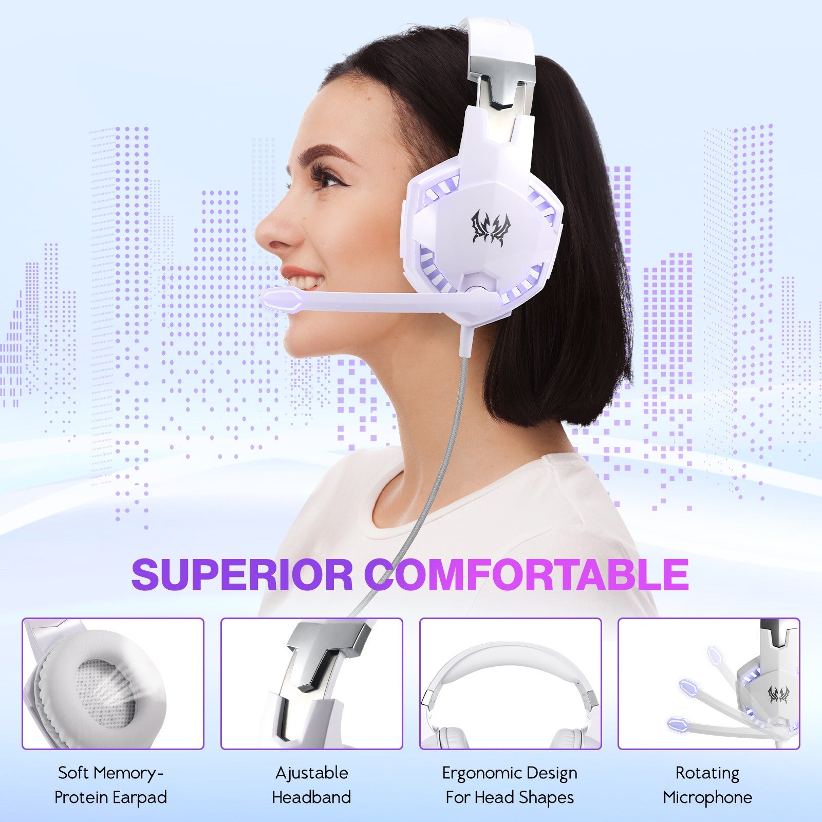 G2000 Head Mounted Wired Gaming Earphones Computer Esports White (dual plug version) Headphones Best Selling Products