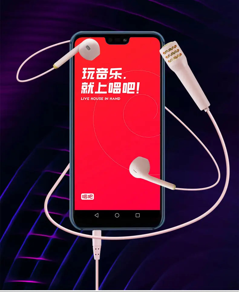 National K Song Singing Wired Mini Microphone Headset Practice It Live Mobile Phone