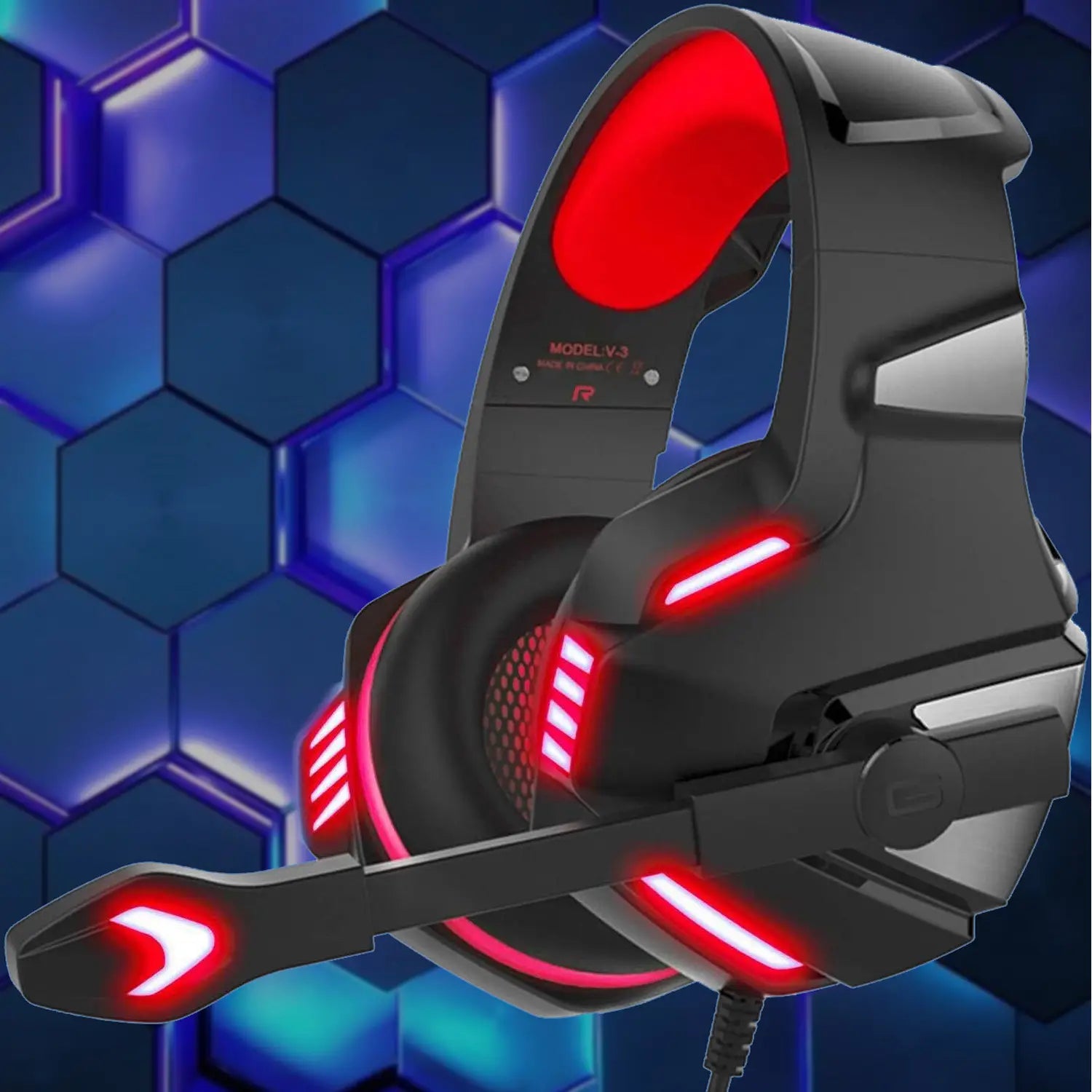 Head mounted gaming headphones RGB wired mobile phones computers subwoofers