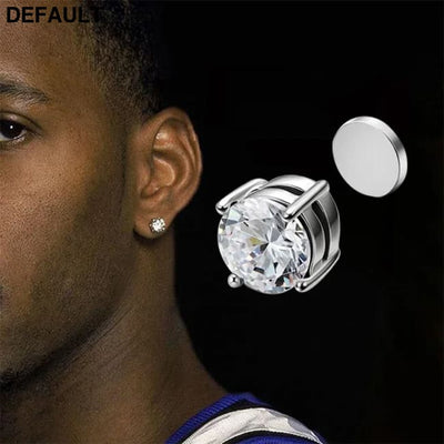 1/3Pairs 6MM Crystal Magnetic No-Pierce Stainless Steel Stud Earrings for Men Punk Zircon Magnet Non Piercing Jewelry
