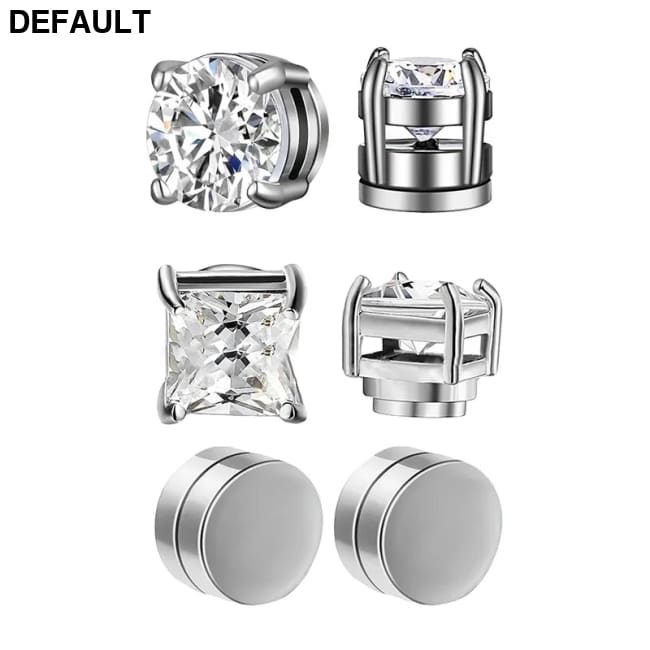 1/3Pairs 6MM Crystal Magnetic No-Pierce Stainless Steel Stud Earrings for Men Punk Zircon Magnet Non Piercing Jewelry