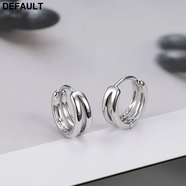 1 Pair Hollow Double Ring Small Hoop Earrings For Men Women New Trend Black Silver-color Hip Hop Party Gothic Ear