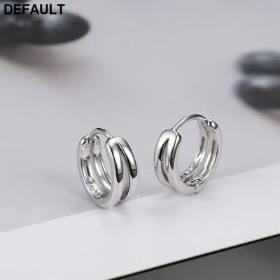 1 Pair Hollow Double Ring Small Hoop Earrings For Men Women New Trend Black Silver-color Hip Hop Party Gothic Ear