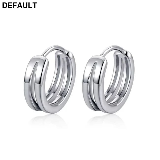 1 Pair Hollow Double Ring Small Hoop Earrings For Men Women New Trend Black Silver-color Hip Hop Party Gothic Ear