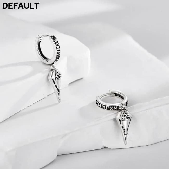 1 pair of men’s earrings silver Viking rune Nordic crow jewelry gift women’s irregular triangle universal funny coolest