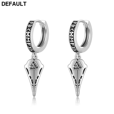 1 pair of men’s earrings silver Viking rune Nordic crow jewelry gift women’s irregular triangle universal funny coolest
