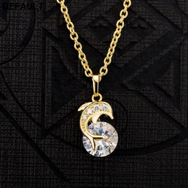 1 SET Fashion Elegant Women Jewelry Creative Dolphin Necklace Pendant Rhinestone Earrings Alloy Ear Studs for Wedding