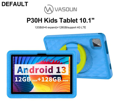 10.1 Inch Tablet for Kids Android 13 Octa-Core 4G LTE Dual SIM Parental Control 12GB RAM(6 + 6 Expand)/128 GB Storage