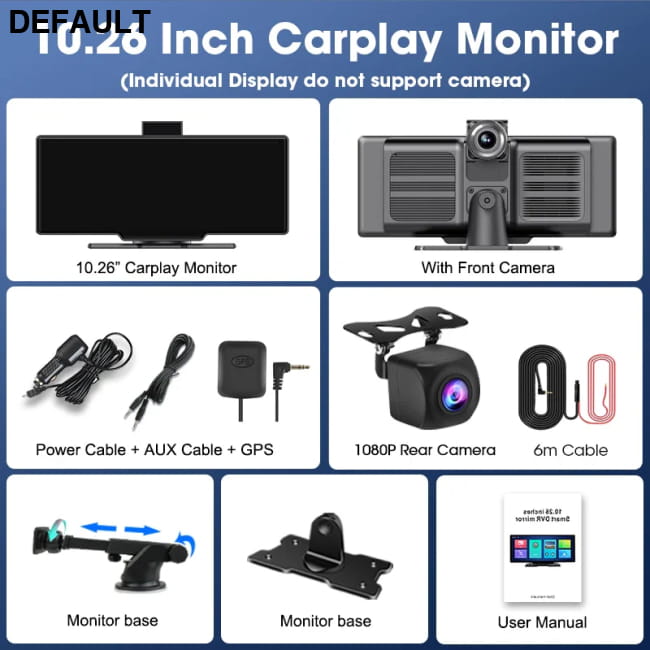 Jansite 10.26 inch dash cam 4k car mirror wireless carplay 6M DVR Rear GPS / with 64G card Cameras Electronics