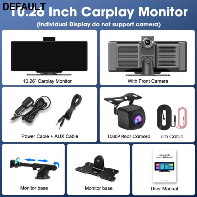 10.26’’ Dash Cam 4K Car Mirror Video Player Wireless Carplay Android Auto GPS Monitor Multimedia Rearview Camera