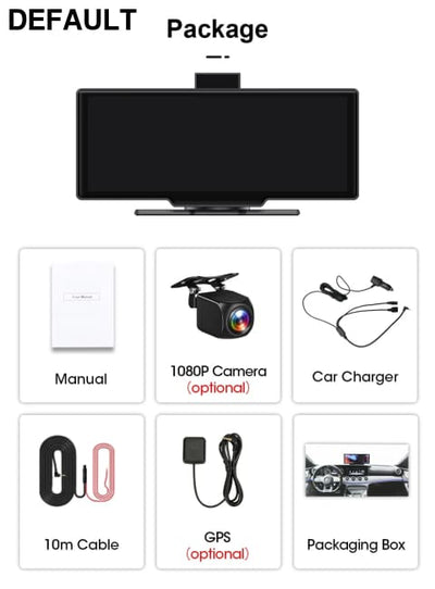 10.26’’ Dash Cam 4K Car Mirror Video Player Wireless Carplay Android Auto GPS Monitor Multimedia Rearview Camera