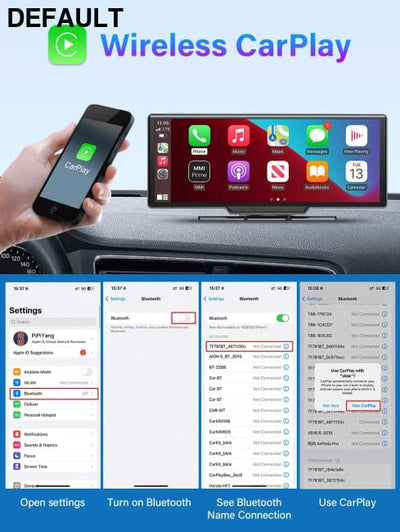 10.26’’ Dash Cam 4K Car Mirror Video Player Wireless Carplay Android Auto GPS Monitor Multimedia Rearview Camera