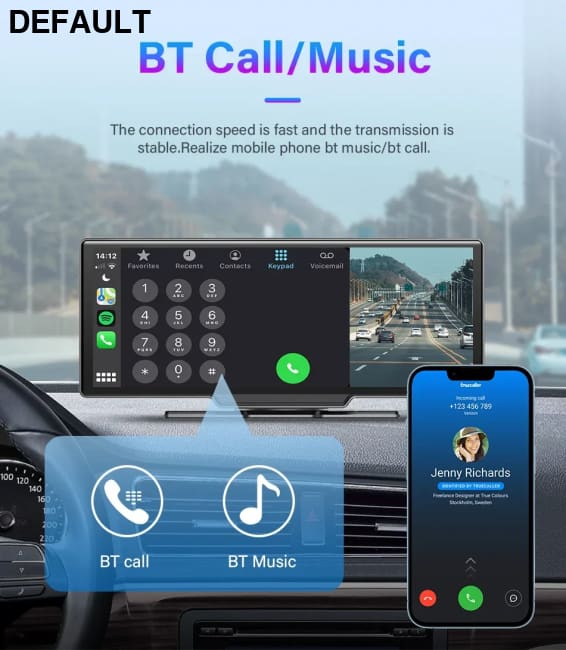 10.26’’ Dash Cam 4K Car Mirror Video Player Wireless Carplay Android Auto GPS Monitor Multimedia Rearview Camera