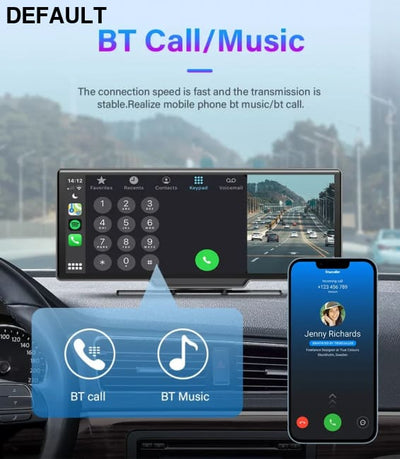 10.26’’ Dash Cam 4K Car Mirror Video Player Wireless Carplay Android Auto GPS Monitor Multimedia Rearview Camera