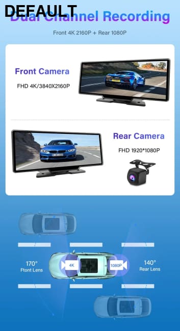 10.26’’ Dash Cam 4K Car Mirror Video Player Wireless Carplay Android Auto GPS Monitor Multimedia Rearview Camera